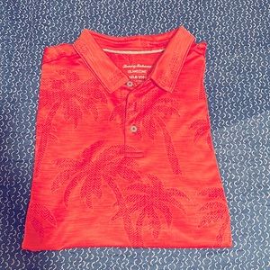 Tommy Bahama polo. Coral 3XL.  With palm tree pattern.